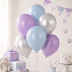 Light Blue, Silver & Lavender Latex Balloons - 30pk